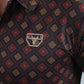 Mens Performance Fabric Modern Fit Stretch Aztec Print Black Polo