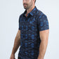 Mens Performance Fabric Modern Fit Stretch Aztec Print Blue Polo