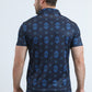 Mens Performance Fabric Modern Fit Stretch Aztec Print Blue Polo