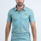 Mens Performance Fabric Modern Fit Stretch Aztec Print Blue Polo