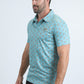 Mens Performance Fabric Modern Fit Stretch Aztec Print Blue Polo
