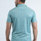 Mens Performance Fabric Modern Fit Stretch Aztec Print Blue Polo
