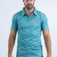 Mens Performance Fabric Modern Fit Stretch Aztec Print Blue Polo