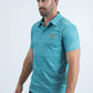 Mens Performance Fabric Modern Fit Stretch Aztec Print Blue Polo