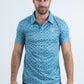 Mens Performance Fabric Modern Fit Stretch Aztec Print Blue Polo
