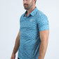 Mens Performance Fabric Modern Fit Stretch Aztec Print Blue Polo