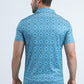 Mens Performance Fabric Modern Fit Stretch Aztec Print Blue Polo