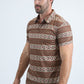 Mens Performance Fabric Modern Fit Stretch Aztec Print Brown Polo