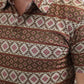 Mens Performance Fabric Modern Fit Stretch Aztec Print Brown Polo