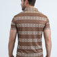 Mens Performance Fabric Modern Fit Stretch Aztec Print Brown Polo