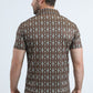 Mens Performance Fabric Modern Fit Stretch Aztec Print Brown Polo