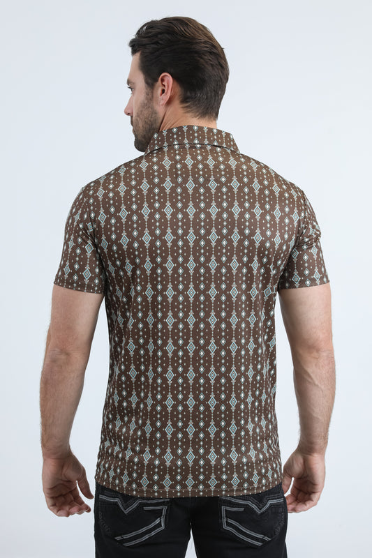 brown vertical diamond polo back platini