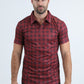 Mens Performance Fabric Modern Fit Stretch Aztec Print Burgundy Polo