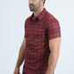 Mens Performance Fabric Modern Fit Stretch Aztec Print Burgundy Polo