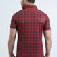 Mens Performance Fabric Modern Fit Stretch Aztec Print Burgundy Polo