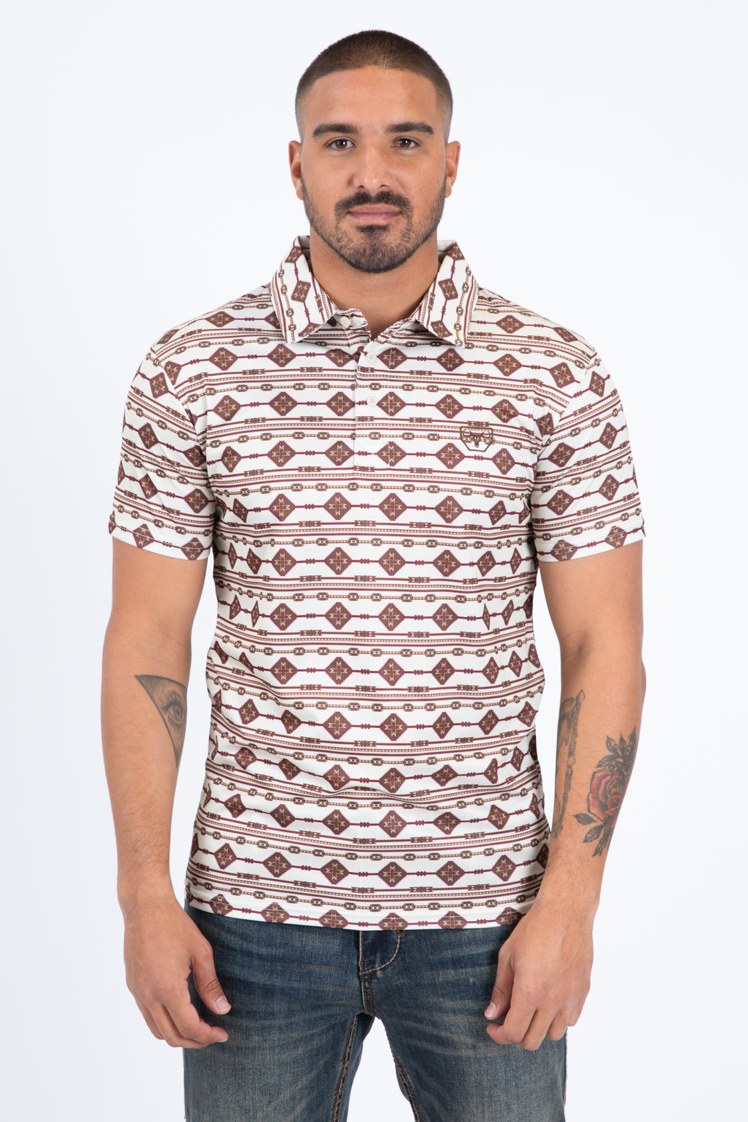 beige horizontal lineal polo front platini