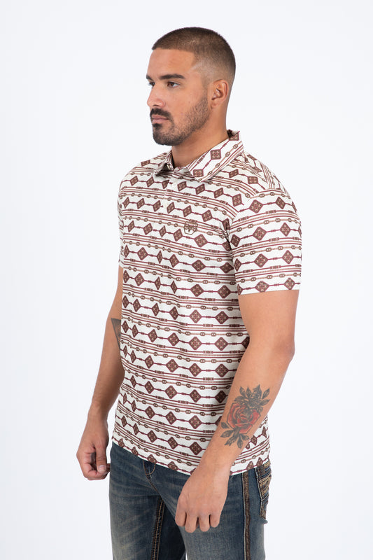 beige horizontal lineal polo side platini