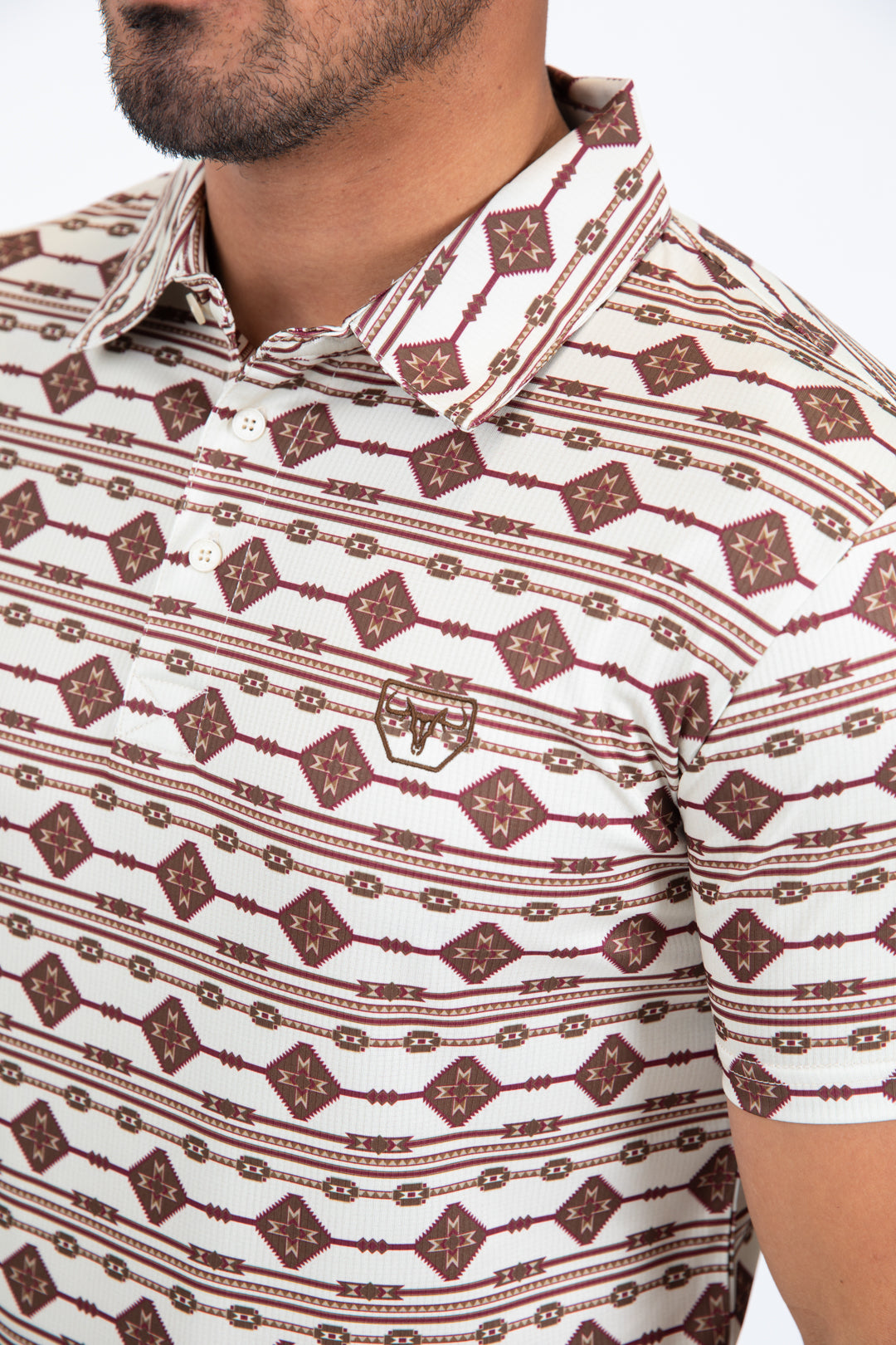 beige horizontal lineal polo detail platini