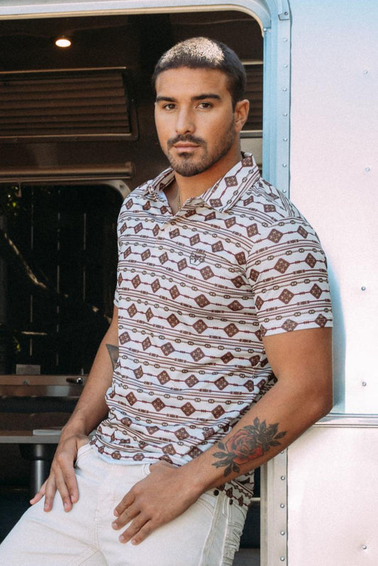 beige horizontal lineal polo lifestyle platini
