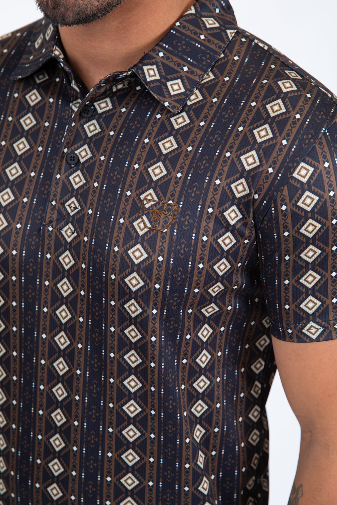 black full aztec diamond polo detail platini