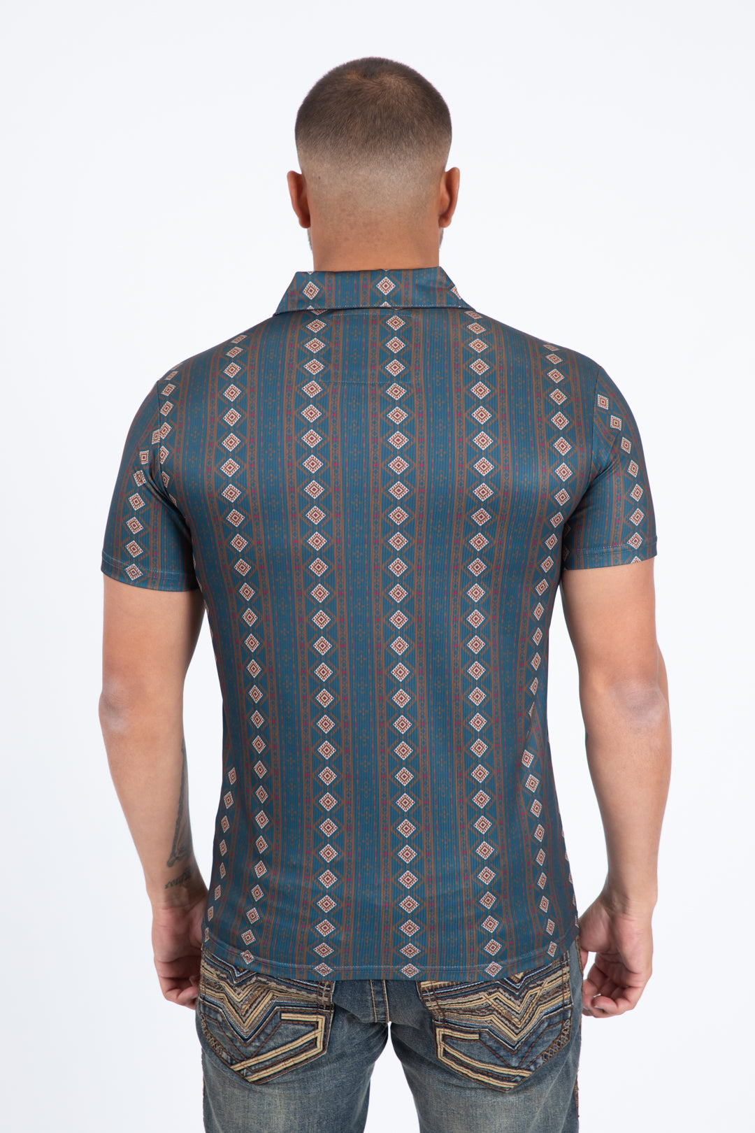 teal full aztec diamond polo back platini