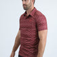 Mens Performance Fabric Modern Fit Stretch Aztec Print Red Polo