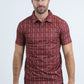 Mens Performance Fabric Modern Fit Stretch Aztec Print Red Polo