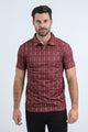 Mens Performance Fabric Modern Fit Stretch Aztec Print Red Polo