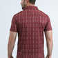 Mens Performance Fabric Modern Fit Stretch Aztec Print Red Polo