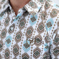 Mens Performance Fabric Modern Fit Stretch Aztec Print White Polo