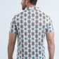 Mens Performance Fabric Modern Fit Stretch Aztec Print White Polo