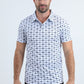 Mens Performance Fabric Modern Fit Stretch Aztec Print White Polo