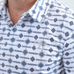 Mens Performance Fabric Modern Fit Stretch Aztec Print White Polo