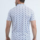 Mens Performance Fabric Modern Fit Stretch Aztec Print White Polo
