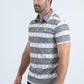 Mens Performance Fabric Modern Fit Stretch Aztec Print White Polo