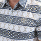 Mens Performance Fabric Modern Fit Stretch Aztec Print White Polo