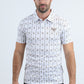 Mens Performance Fabric Modern Fit Stretch Aztec Print White Polo