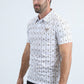 Mens Performance Fabric Modern Fit Stretch Aztec Print White Polo