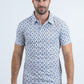 Mens Performance Fabric Modern Fit Stretch Aztec Print White Polo