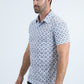 Mens Performance Fabric Modern Fit Stretch Aztec Print White Polo