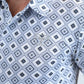 Mens Performance Fabric Modern Fit Stretch Aztec Print White Polo
