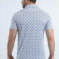 Mens Performance Fabric Modern Fit Stretch Aztec Print White Polo