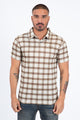 Men's Performance Fabric Modern Fit Stretch Plaid Print Polo – Beige