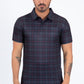 black plaid print performance polo men front