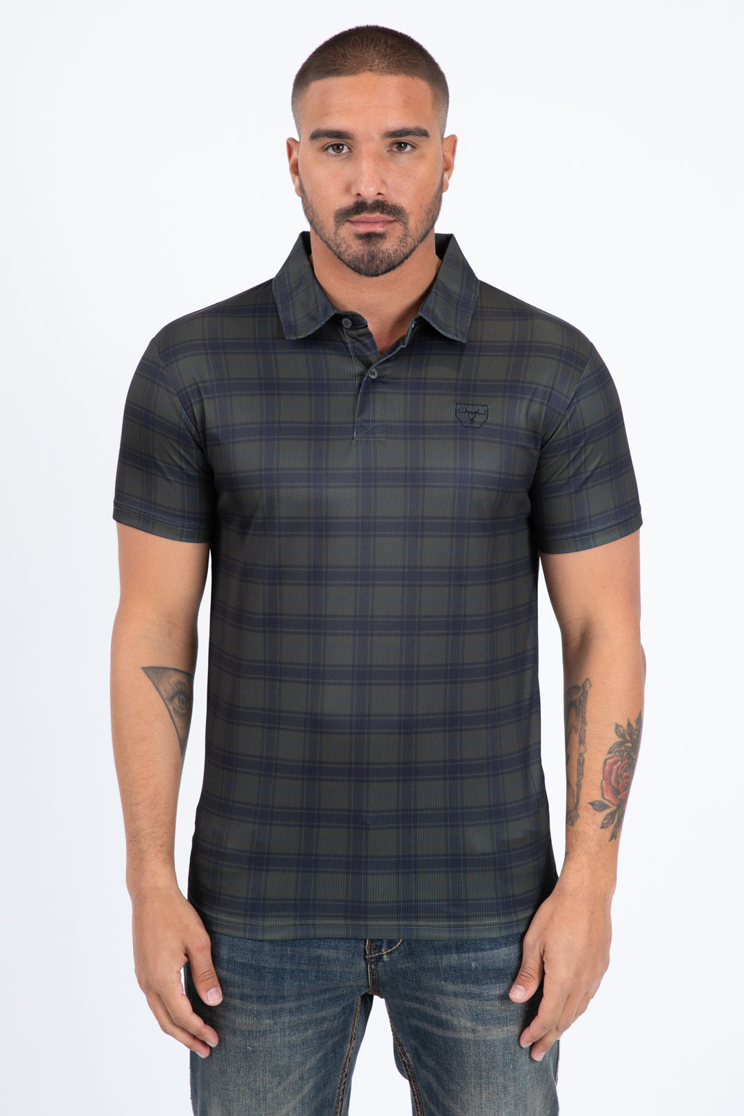 green performance polo men front
