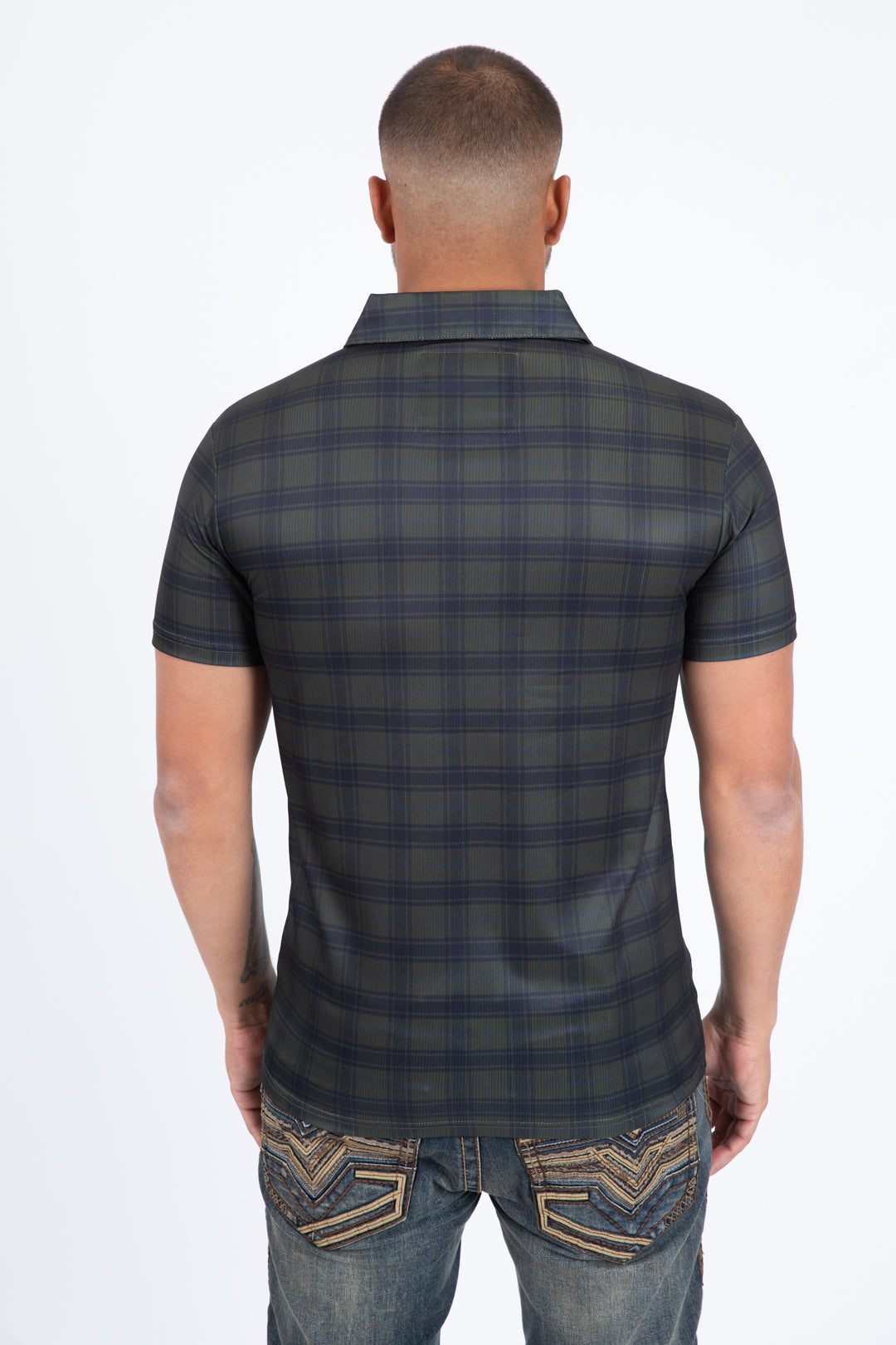 green performance polo men back