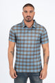 Men's Performance Fabric Modern Fit Stretch Plaid Print Polo – Slate