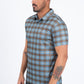 slate plaid print polo men modern fit