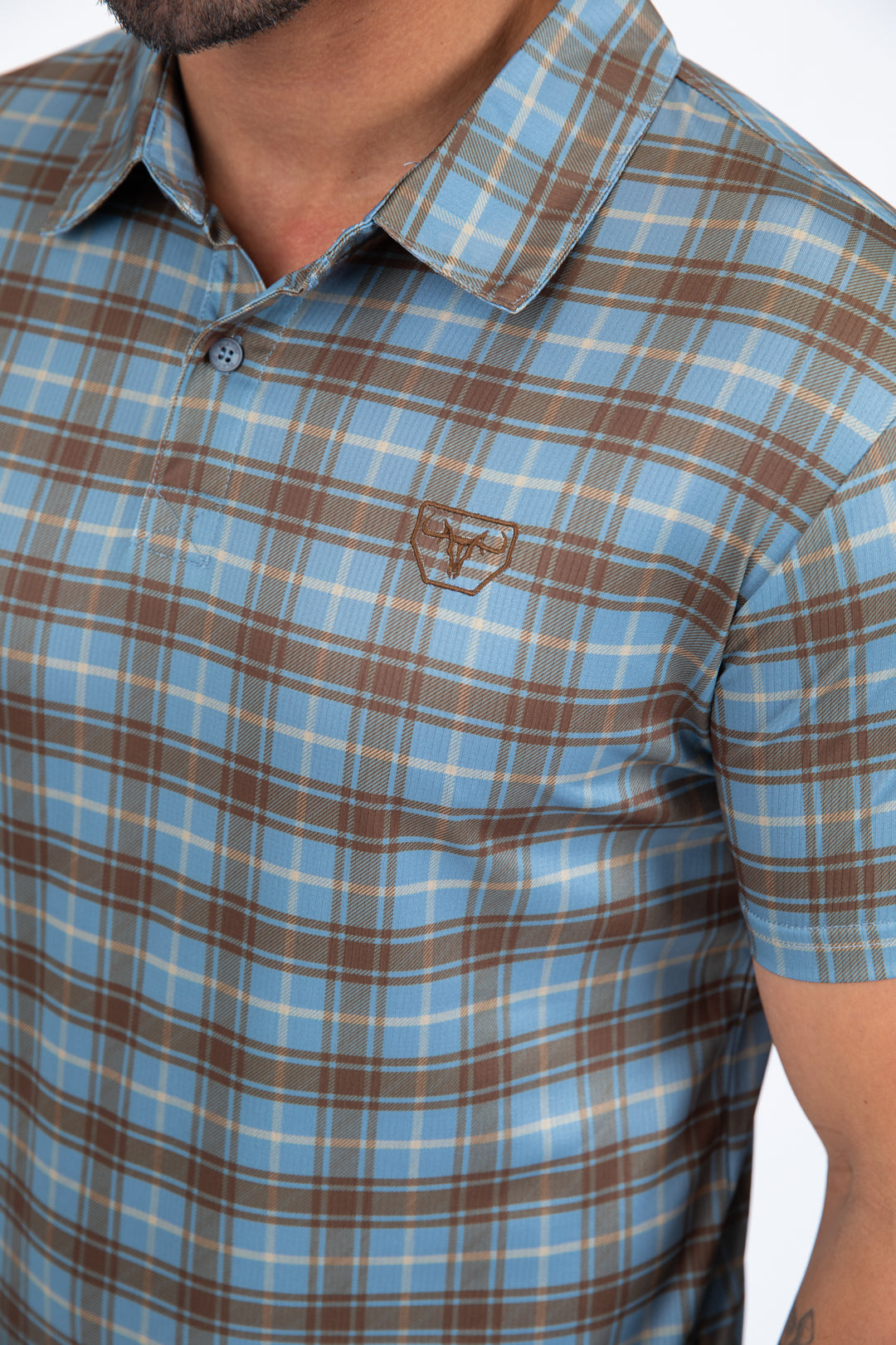 plaid print detail polo men 