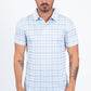 white plaid print polo men modern fit